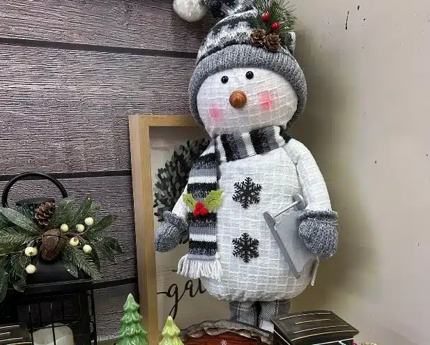 Snowman at Farm City Supply's holiday decor section