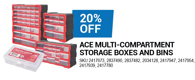 ACE MULTI-COMPARTMENT STORAGE BOXES AND BINS