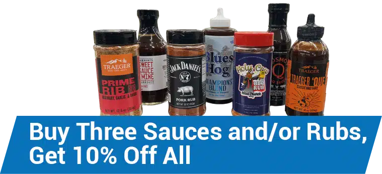 Buy Three Sauces and/or Rubs, Get 10% Off All