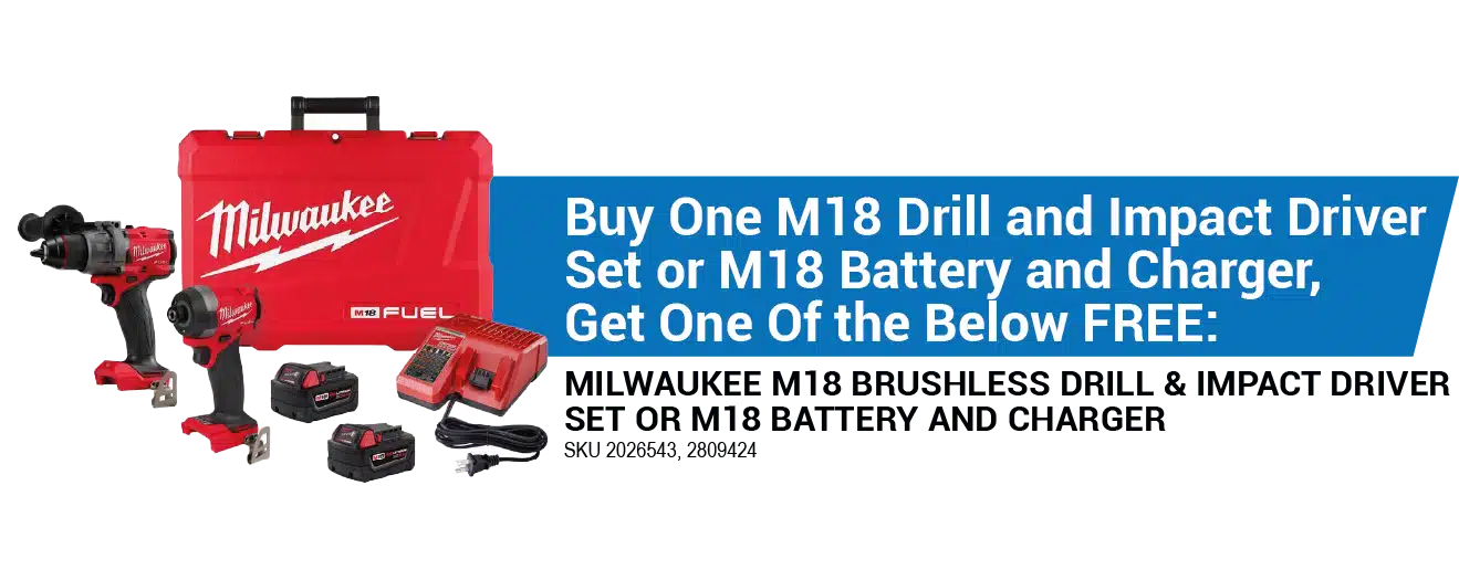MILWAUKEE M18 BRUSHLESS DRILL & IMPACT DRIVER SET OR M18 BATTERY AND CHARGER