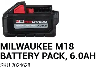 MILWAUKEE M18 BATTERY PACK, 6.0AH