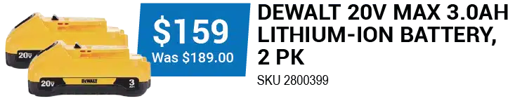 DEWALT 20V MAX 3.0AH LITHIUM-ION BATTERY, 2 PK