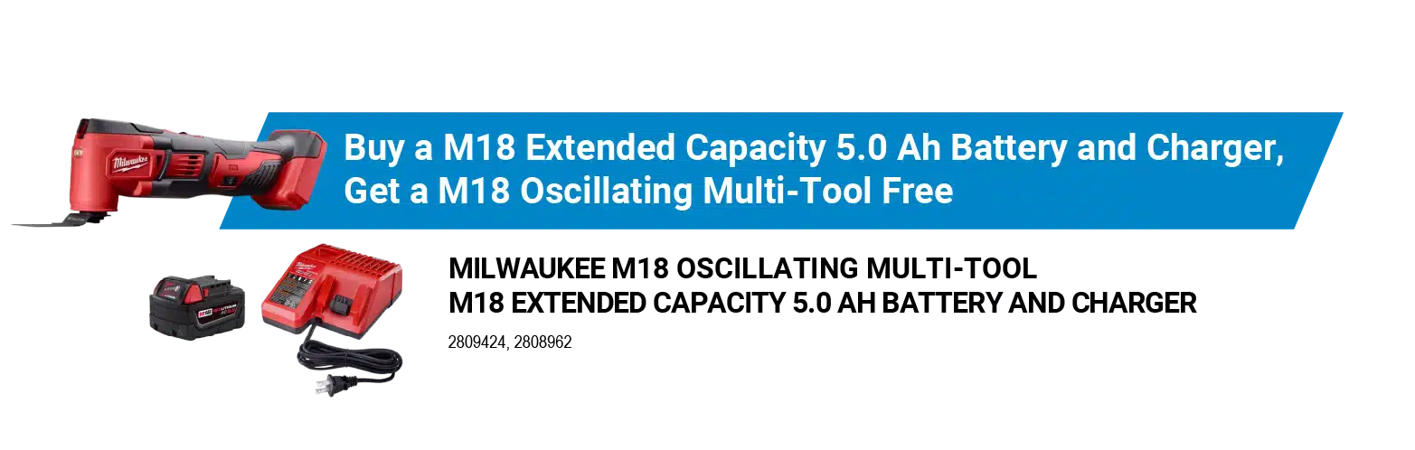 MILWAUKEE M18 OSCILLATING MULTI-TOOL M18 EXTENDED CAPACITY 5.0 AH BATTERY AND CHARGER