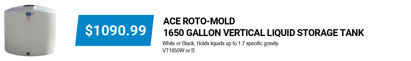 ACE ROTO-MOLD 1650 GALLON VERTICAL LIQUID STORAGE TANK